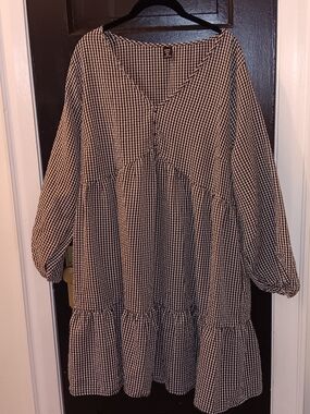 SHEIN Black and White Gingham Mini Dress